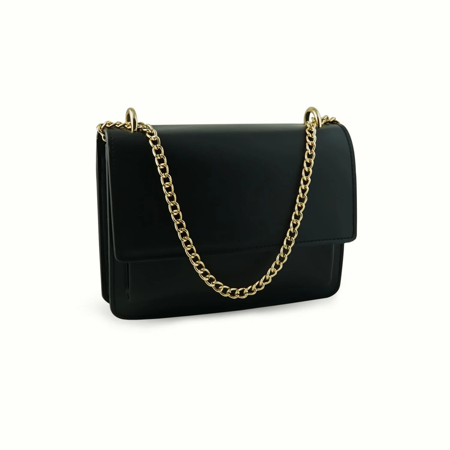 

ECRİN BAG Black Suede Hand Shoulder Long Gold Plated Chain Handle Tote Bag