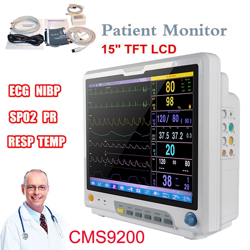 

CONTEC CMS9200 15'' TFT Display Multi-Parameter Patient Monitor Medical Machine SPO2 Heart Rate Monitor