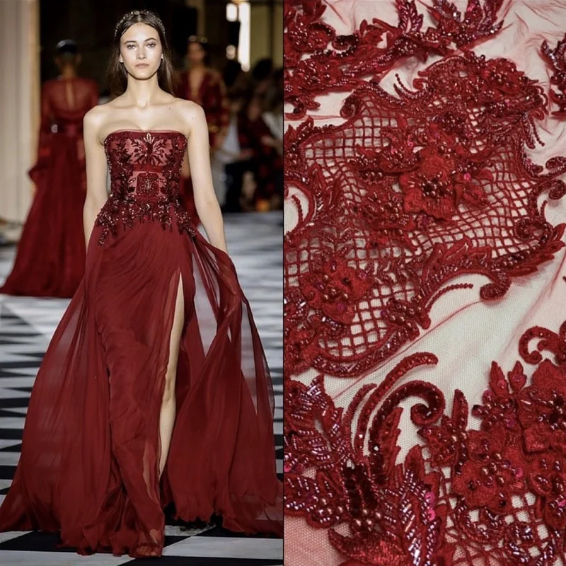 Красивые красные свадебные кружевные гипюровые платья для свадебных и вечерних