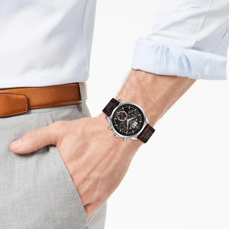 Наручные часы Bulova 96B311 мужские с кварцевым хронографом на кожаном