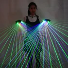 Многолинейные лазерные перчатки 2 в 1 с зеленым, красным, синим лазером, со вспышкой пальцев, костюм робота из светодиодов люминесцентных, для платья, бара, вечеринки, музыки