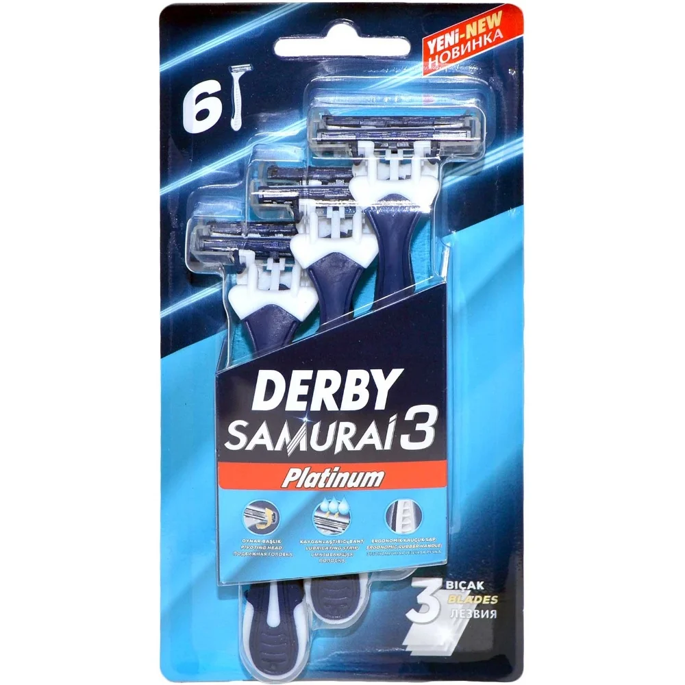 

Derby Samurai 3 Platinum Three Blades Razor 1 Pack - 6 PCS
