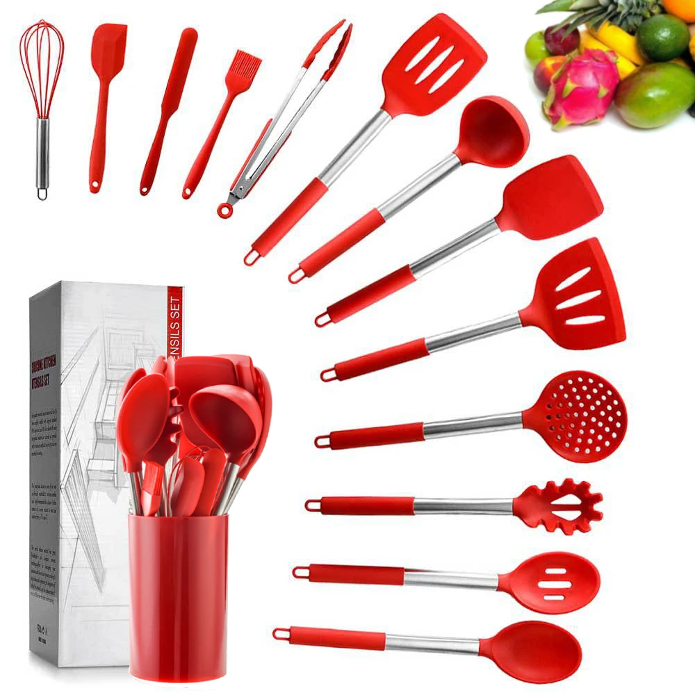 14PCS Cooking Tools Set Kitchen Utensils Silicone Set Cookware Non-stick Spatula Stainless Steel Handle With Box Kitchen Tools 5