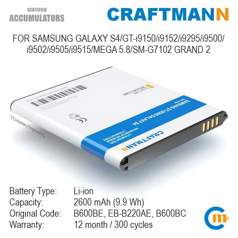 

Battery for Samsung GALAXY S4/GT-i9150/i9152/i9295/i9500/i9502/i9505/i9515/MEGA 5.8/SM-G7102 GRAND 2 (B600BE/EB-B220AE/B600BC)
