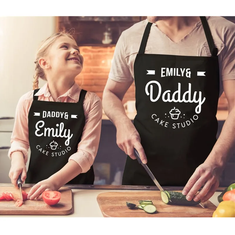 

Custom“Daddy and Daughter,Mummy and Son”Matching Family Apron,Personalized with Names Cake Bakery Apron,Head Chef,Sous Chef Gift