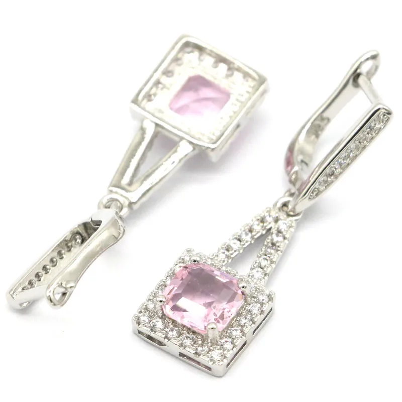 Красивые милые серебряные серьги SheCrown с лондонским голубым топазом розового