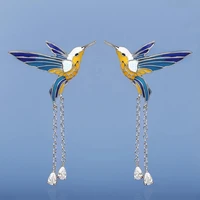 bird colorful resin tassel long earrings for women vintage personality elegant womens drop earring female jewelry gift