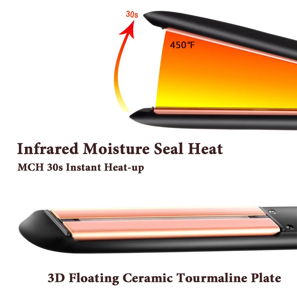 2 шт. инфракрасный выпрямитель для волос керамическая пластина ЖК-дисплей ухода