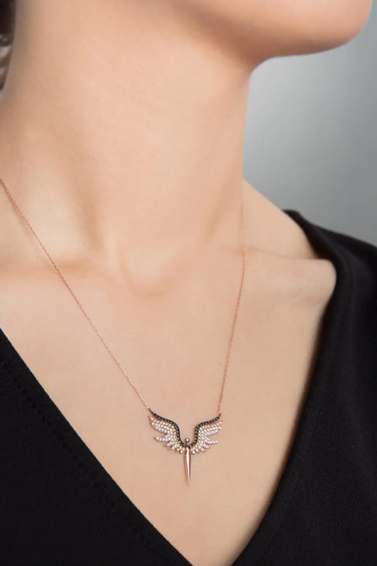 

Women's Angel Pattern Zircon Cubic Zirconia 925 Sterling Silver Necklace