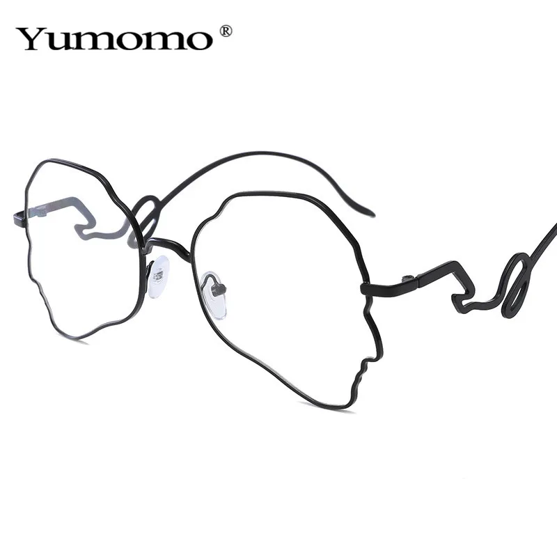 New Irregular Sunglasses Women Brand Designer Alloy Frame Oversized Personality Eyeglasses Fashion Female Clear len Men | Аксессуары для