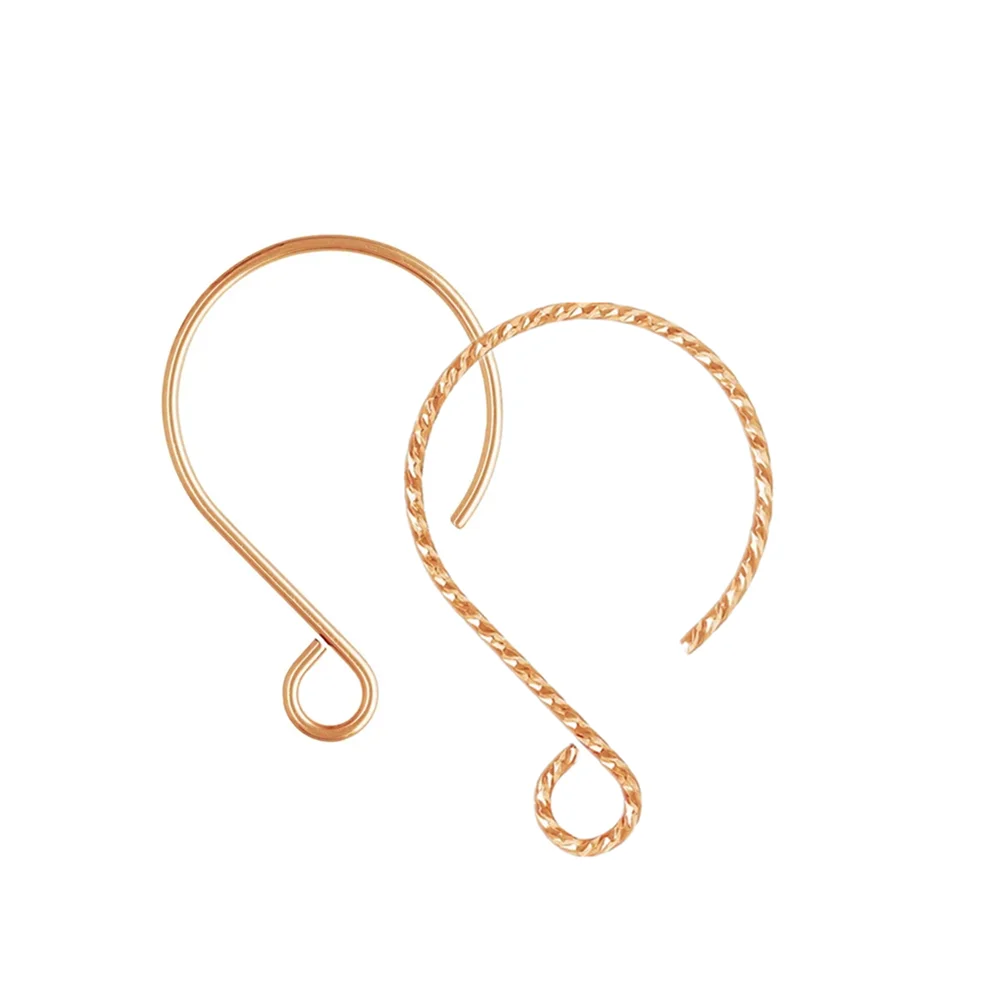 2 Pairs 14K Rose Gold Filled Balloon Ear Wires Sparkle Earring Hooks for Jewelry Findings