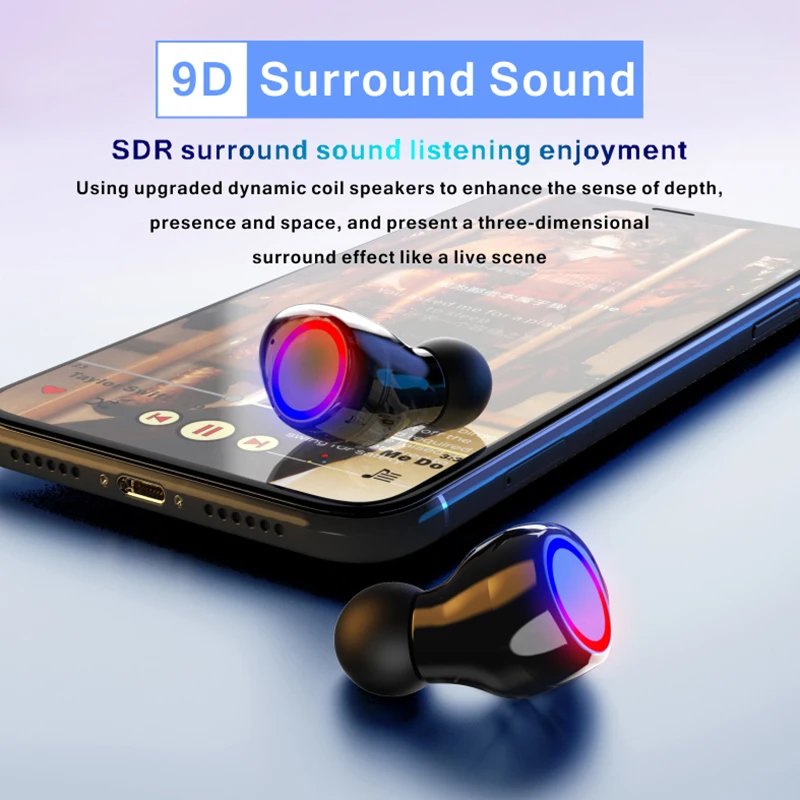 

3500mAh Bluetooth Earphones With Microphone 9D Wireless Headphones Touch Control LED Sport Waterproof Headsets Earbuds Earphone