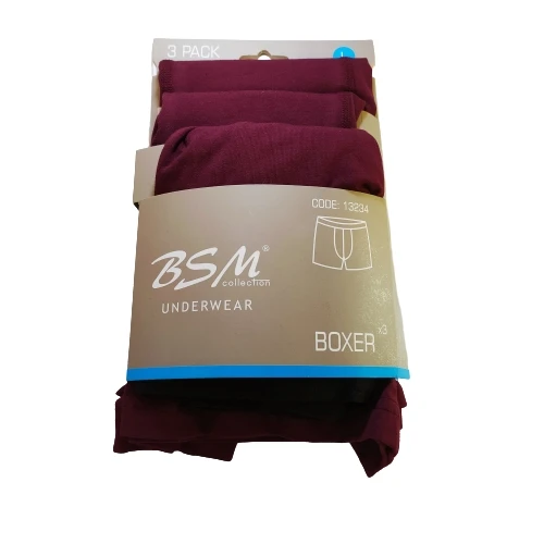 BSM Boxer 3 шт. трусы шорты бордовые темно-синие черные серые зеленые хлопок спандекс