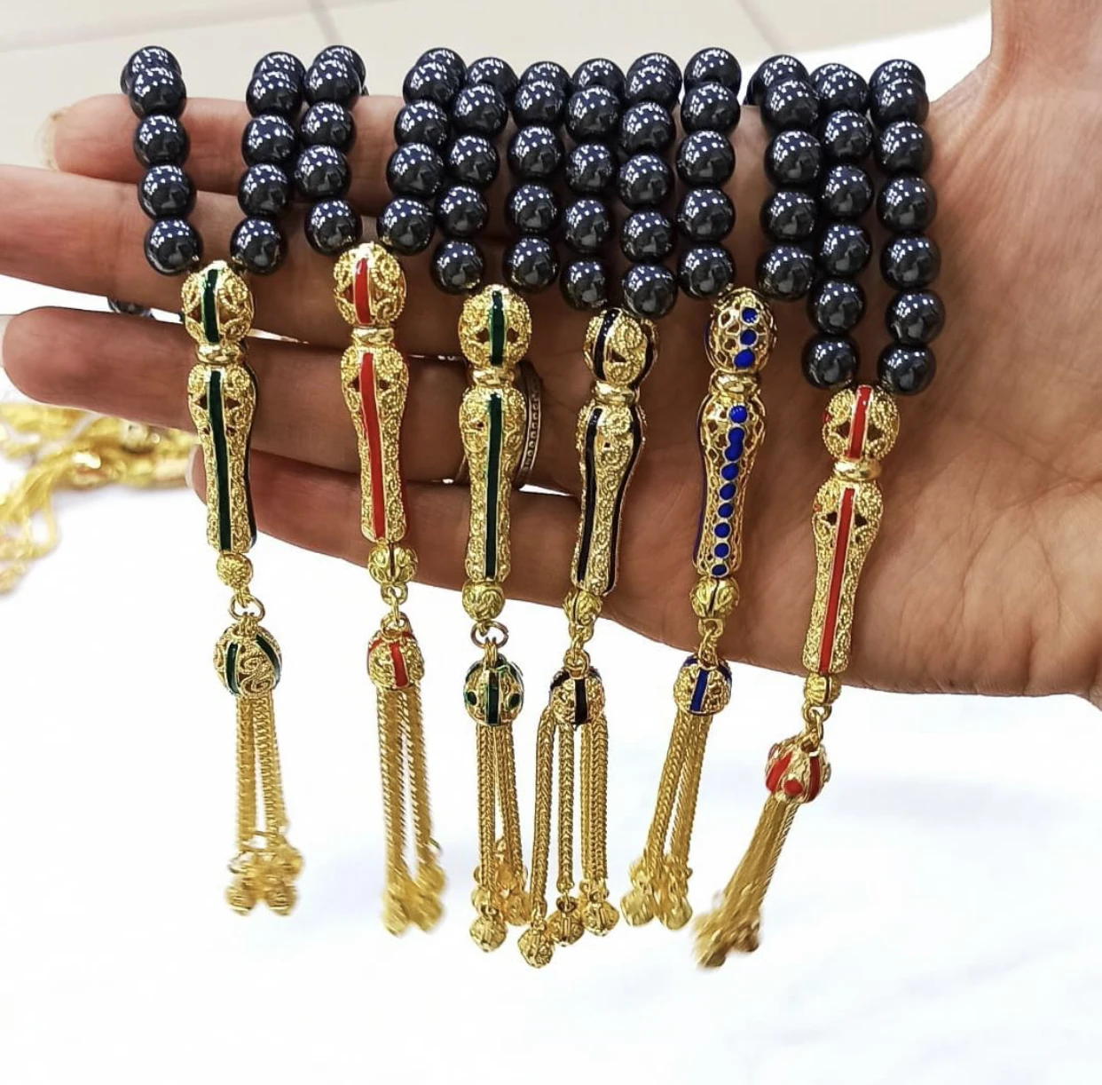 

Rosary Filigree Teasbeh from Hematite Natural Stone Rosary Filigree Teasbeh Chapel Rozenkranz Təsbeh Ч