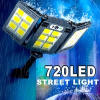 720led solar street lights 5000 watts outdoor 3 head motion sensor 270 angle wide lighting waterproof remote control wall lamp