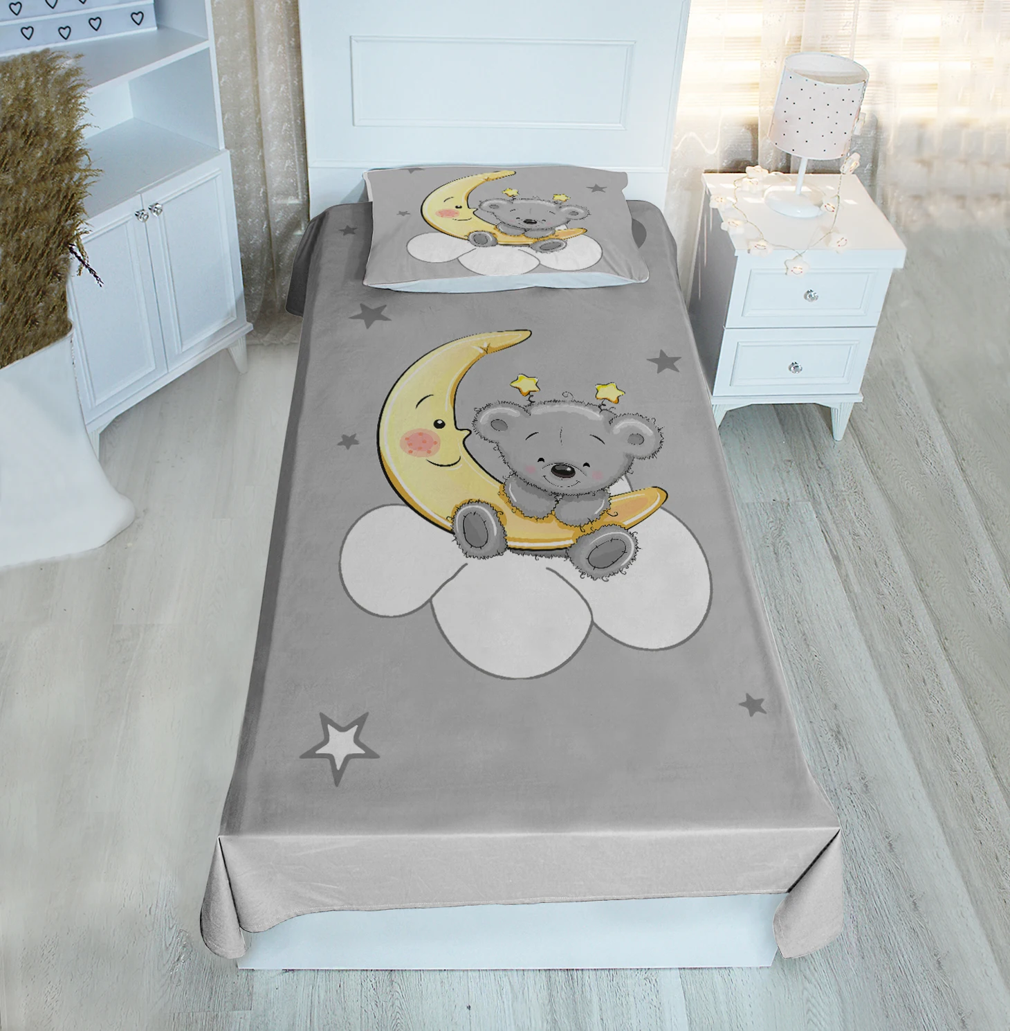 

Серое односпальное покрывало moon cloud koala с узором, бархатная ткань, бесплатная доставка, качественная продукция, украшение детской комнаты