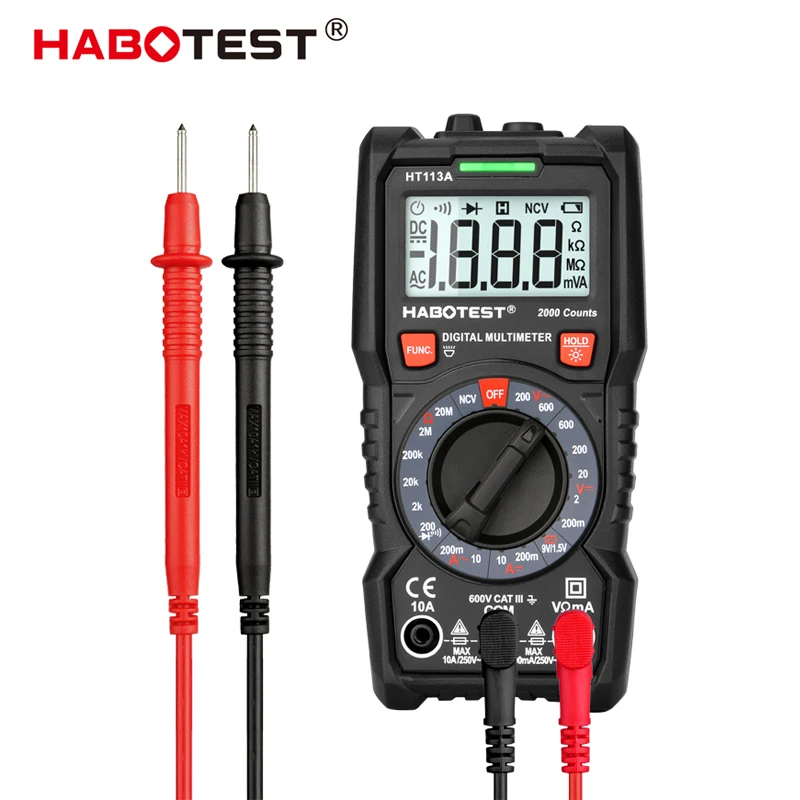 

Портативный цифровой мультиметр HT113A, Вольтметр постоянного и переменного тока, амперметр, ручной диапазон, тестер бесконтактного напряжен...