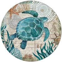 Else Sea Turtle Under Sea Sisal Handmade Flatweave Natural Jute Carpet Round Floor Mat Living Room Bedroom Sisal Area Rug