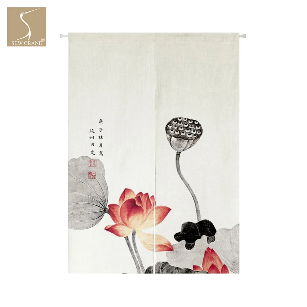 Lucky Cat, два карпа, приветственные слова, Сова, олень, Ниан, Ниан, вы, Ю, тропические растения, занавес для двери ресторана, Норен, дверной проем, перегородка - Цвет: Lotus