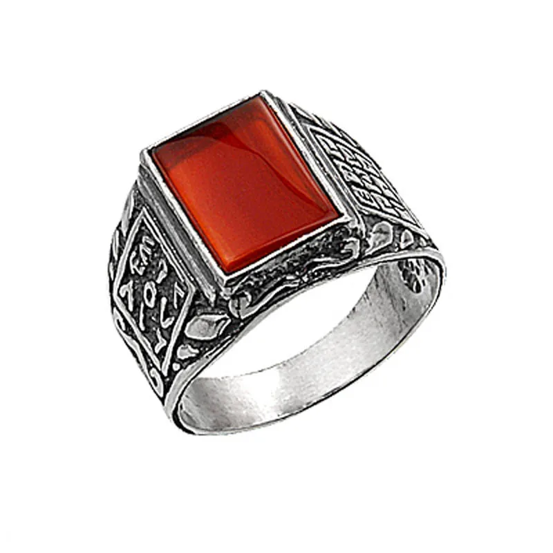 

Серебряное 925 пробы кольцо с красным агатом