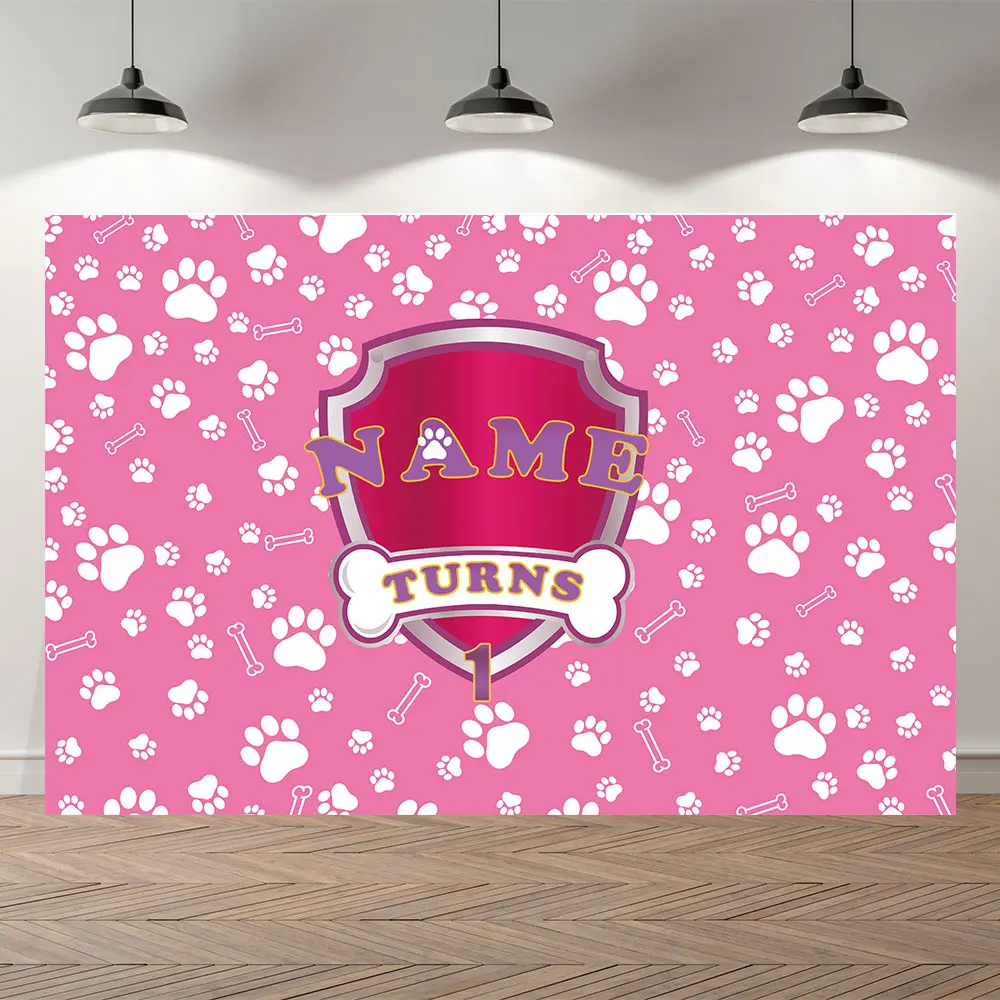 

Seekpro Photography Cartoon Background Kids Baby girl Birthday Banner Backdrop Dog Party Paw bone boy Photo Background Photocall