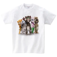 cartoon printed children summer cotton t shirt talking tom cat game boygirl tops kids breathable comfort funny toddler costume