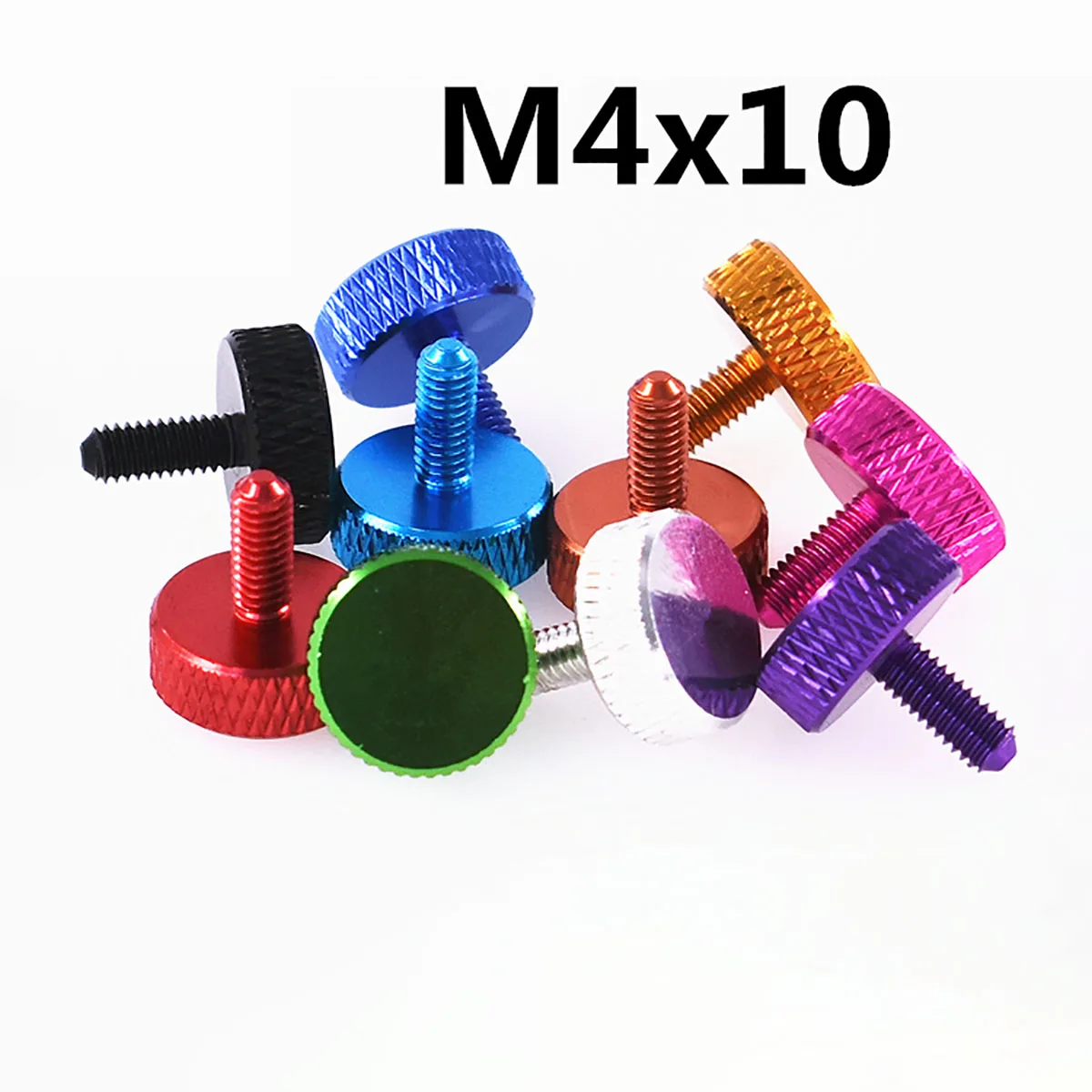 5Pcs M4x 6mm / 10mm Colourful Anodized Aluminum Hand Tighten Screws 14x5.5mm Grid Knurled Head Thumb Screw Computer Case |