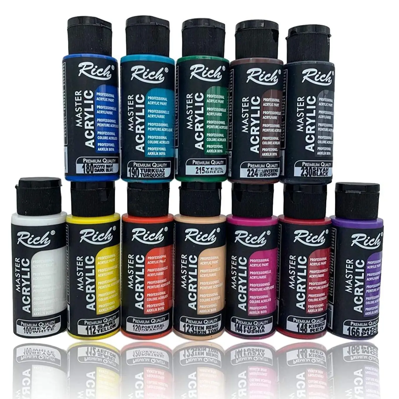 Acrylic Paint Set 12 Color * 60 Ml Opaque Classic And Pastel Tons For Wooden Polyester Paper Glass Ceramic