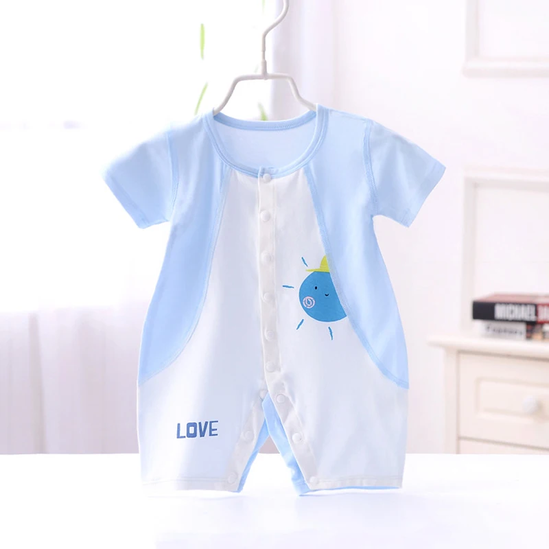 

Summer Newborn Baby Boys Girls Romper Modal Cotton Short Sleeve 0-18M Children Rompers O-neck Thin Infant Jumpsuit Baby Clothes