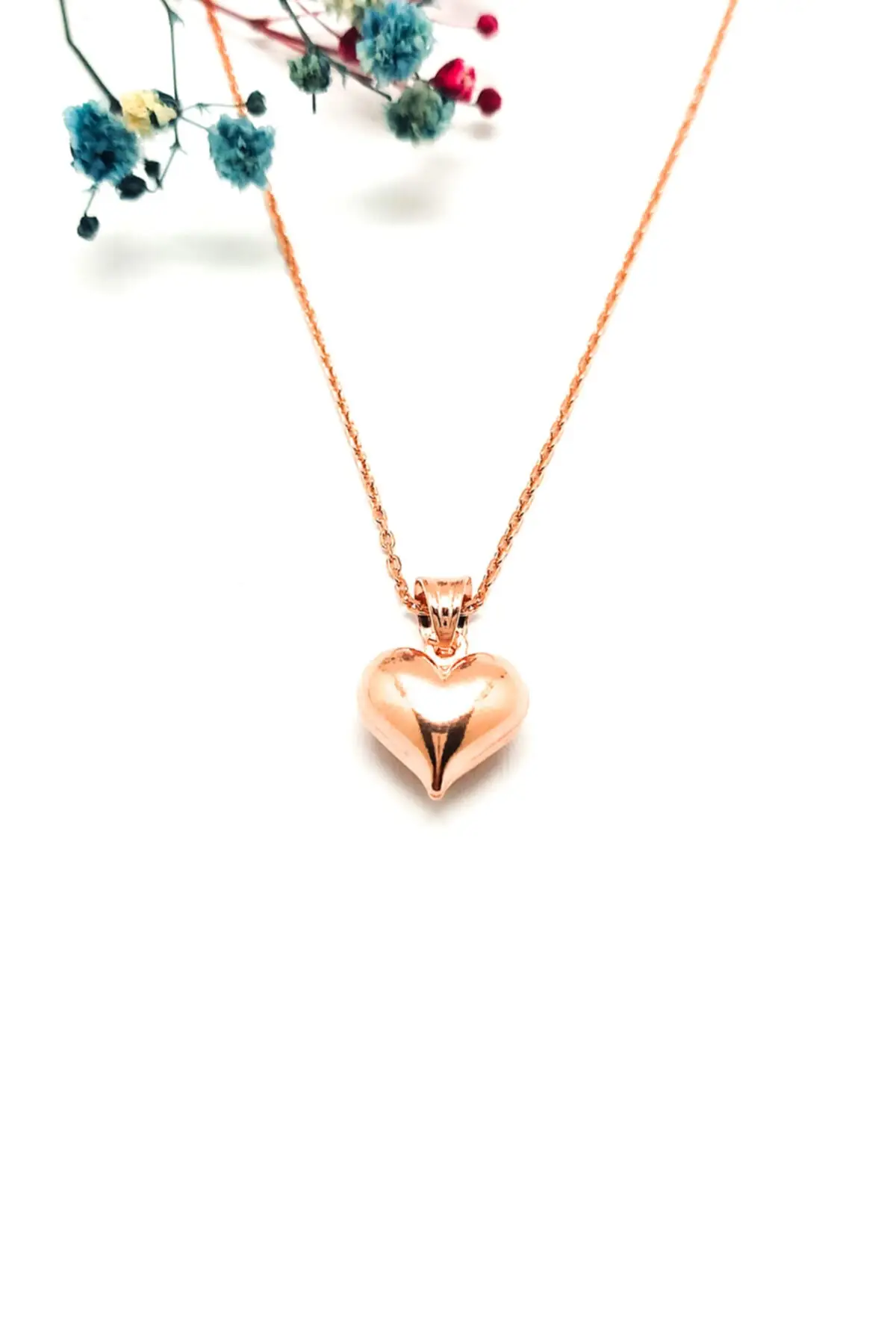 

Dried Flowers And Rose Heart In Special Design Box Silver Necklace Magnamina55
