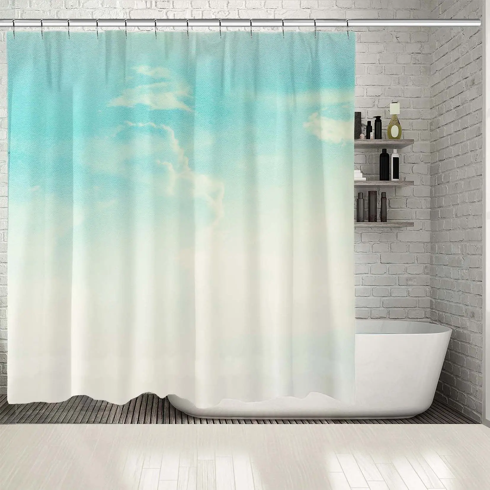 Занавеска для душа небо и картина облака в ретро цветах природа облачно весенний