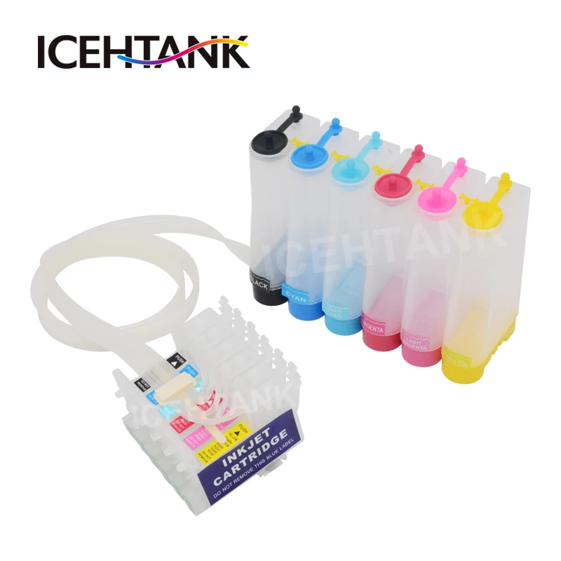 

ICEHTANK T0821 - 6 Continuous Ink Tank For Epson Stylus Photo T50 R290 R295 R390 RX590 RX610 RX615 RX690 Printer