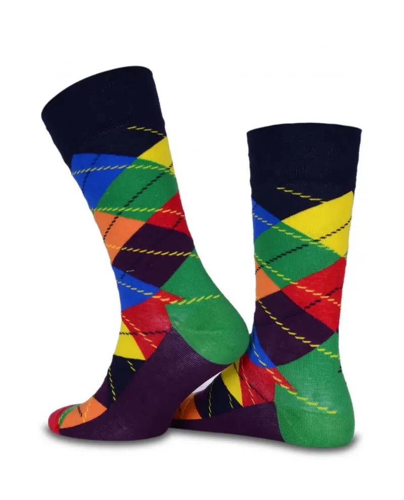 Разноцветные носки с узором в клетку | Женская одежда