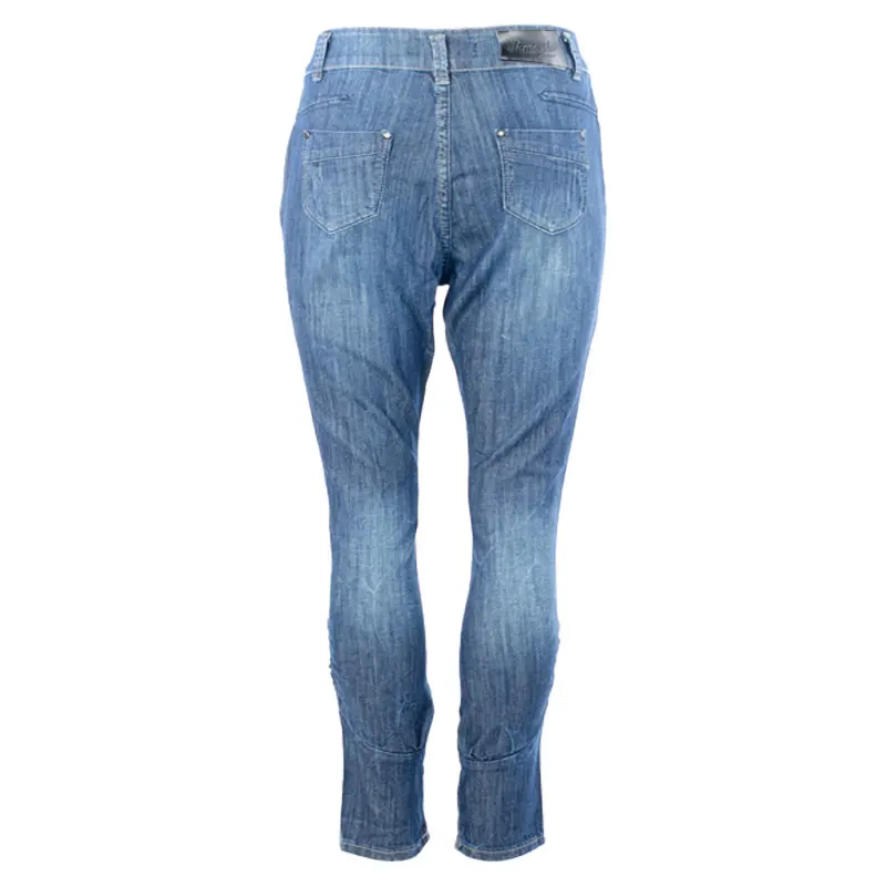 Джинсы 249032 женские средняя талия повседневные красивые модные галифе ретро