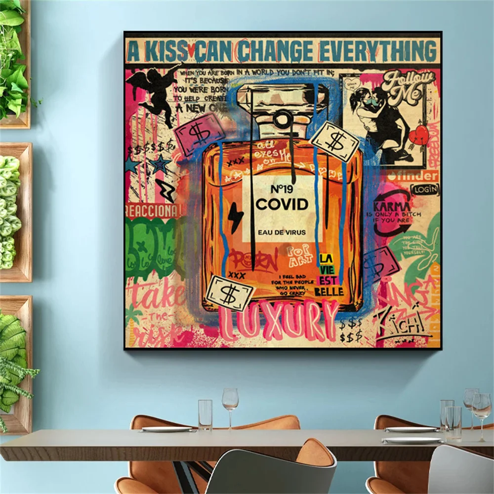 

Perfume Bottle Canvas Painting Wall Art Boxing Champion Graffiti Street Art Posters Prints For Bedroom Pop Home Decor Artwork