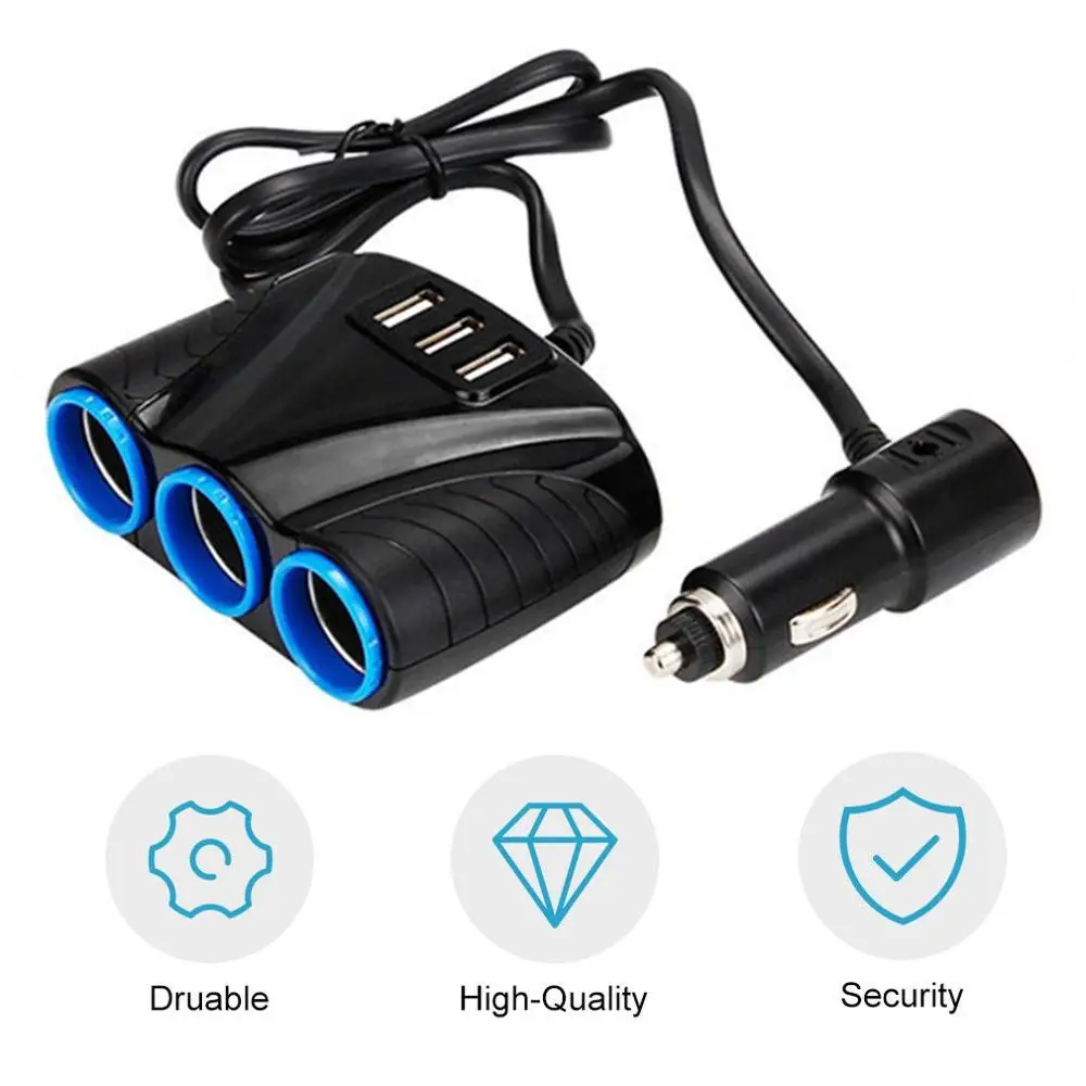 Портативный 3 USB порта пути Авто розетки разветвитель автомобильного