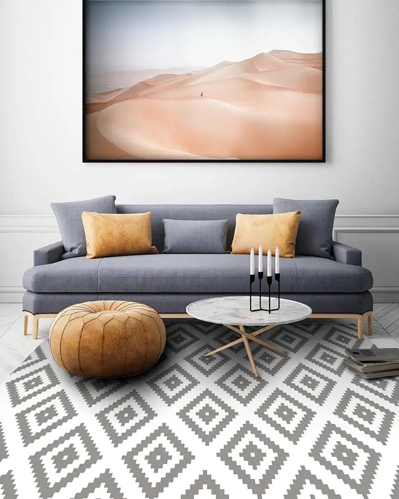 Панорама коврик Виниловая пластинка серые квадраты Кухня ковер анти скольжение