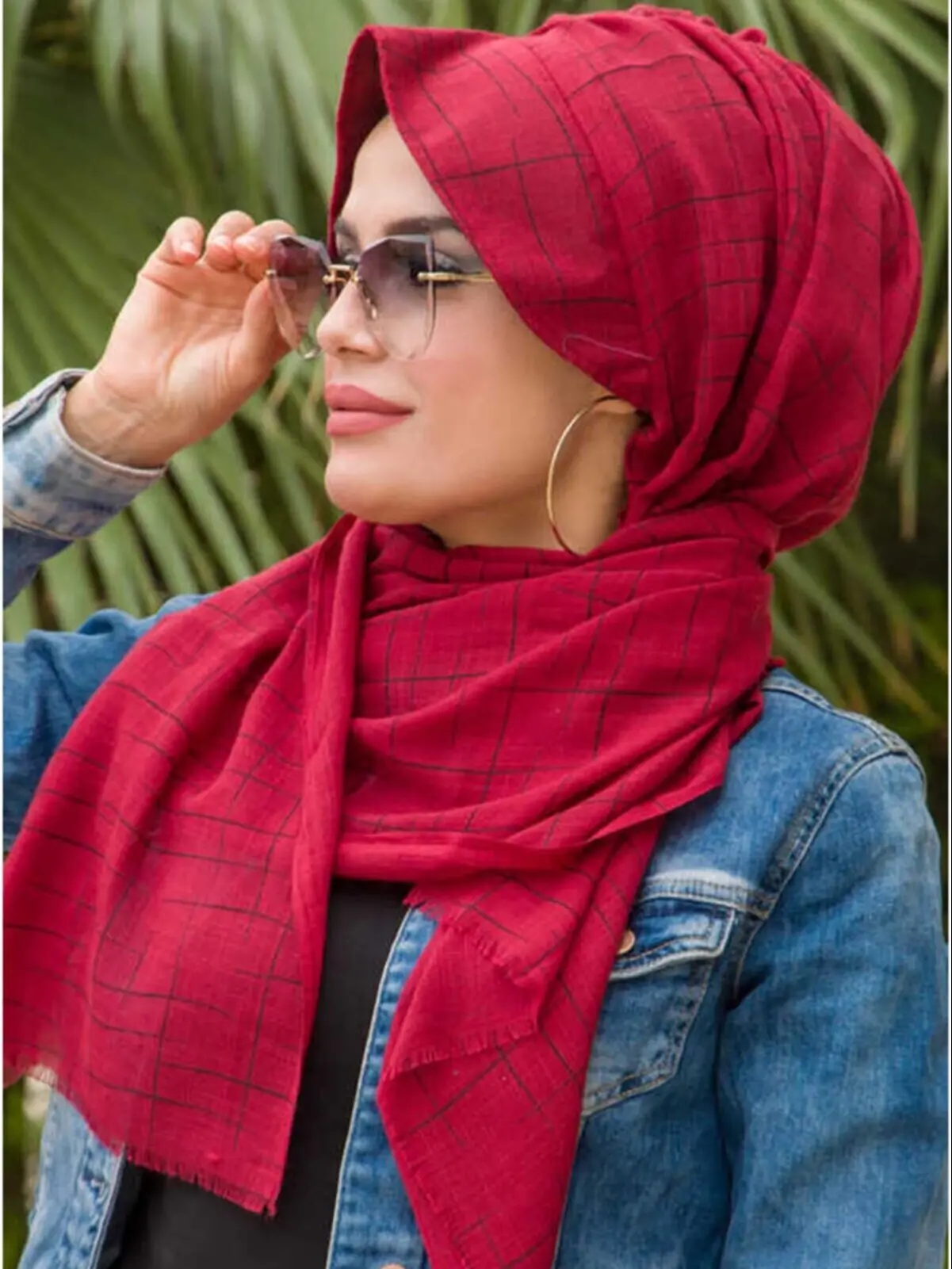 Line Patterned Hat Shawl Women Muslim Fashion Hijab Hat Bonnet Clothing Stylish Comfortable Standard Stylish Trkish Arabic