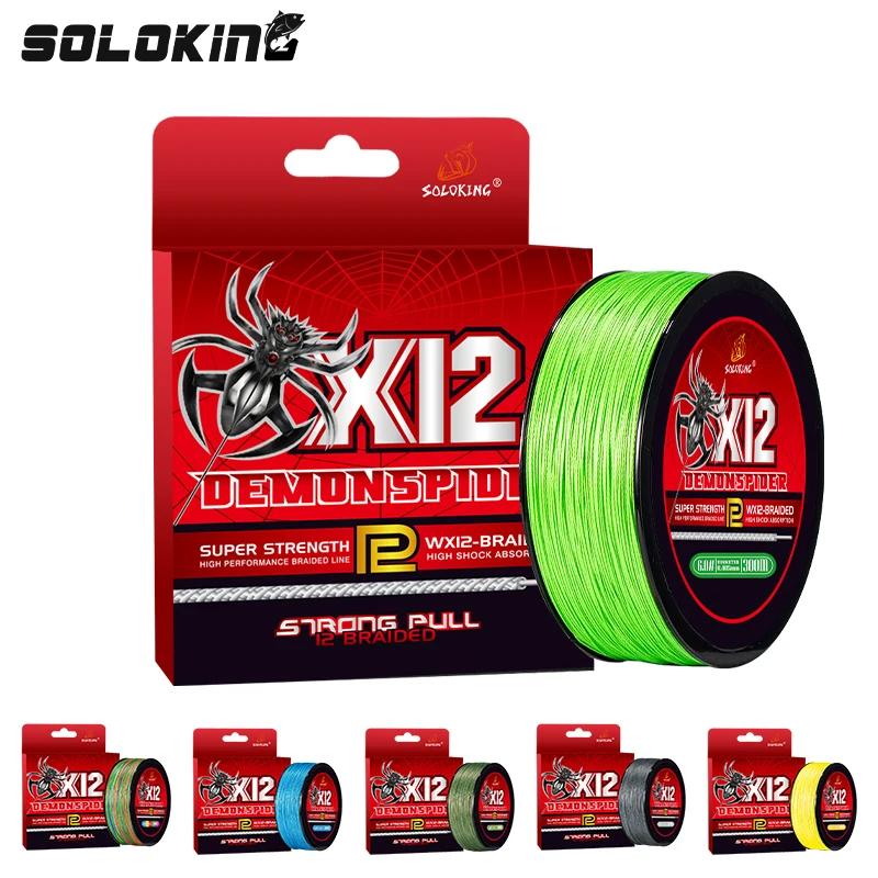 

SOLOKING 300M/500M PE Fishing Line Saltwater Freshwater 12 Strands Super Strong Braided Fishing Line 39LB-145LB