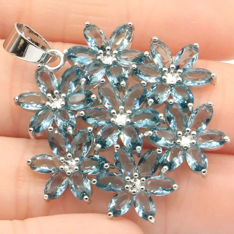 Великолепная Серебряная Женская подвеска в форме цветка с лондонским голубым