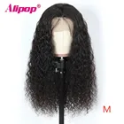 Парик с кудрявыми кружевами спереди, парики с прозрачными кружевами для женщин, парики из человеческих волос, парик с застежкой на сетке 4x4, парик без повреждений, Кудрявые Парики из человеческих волос, Alipop