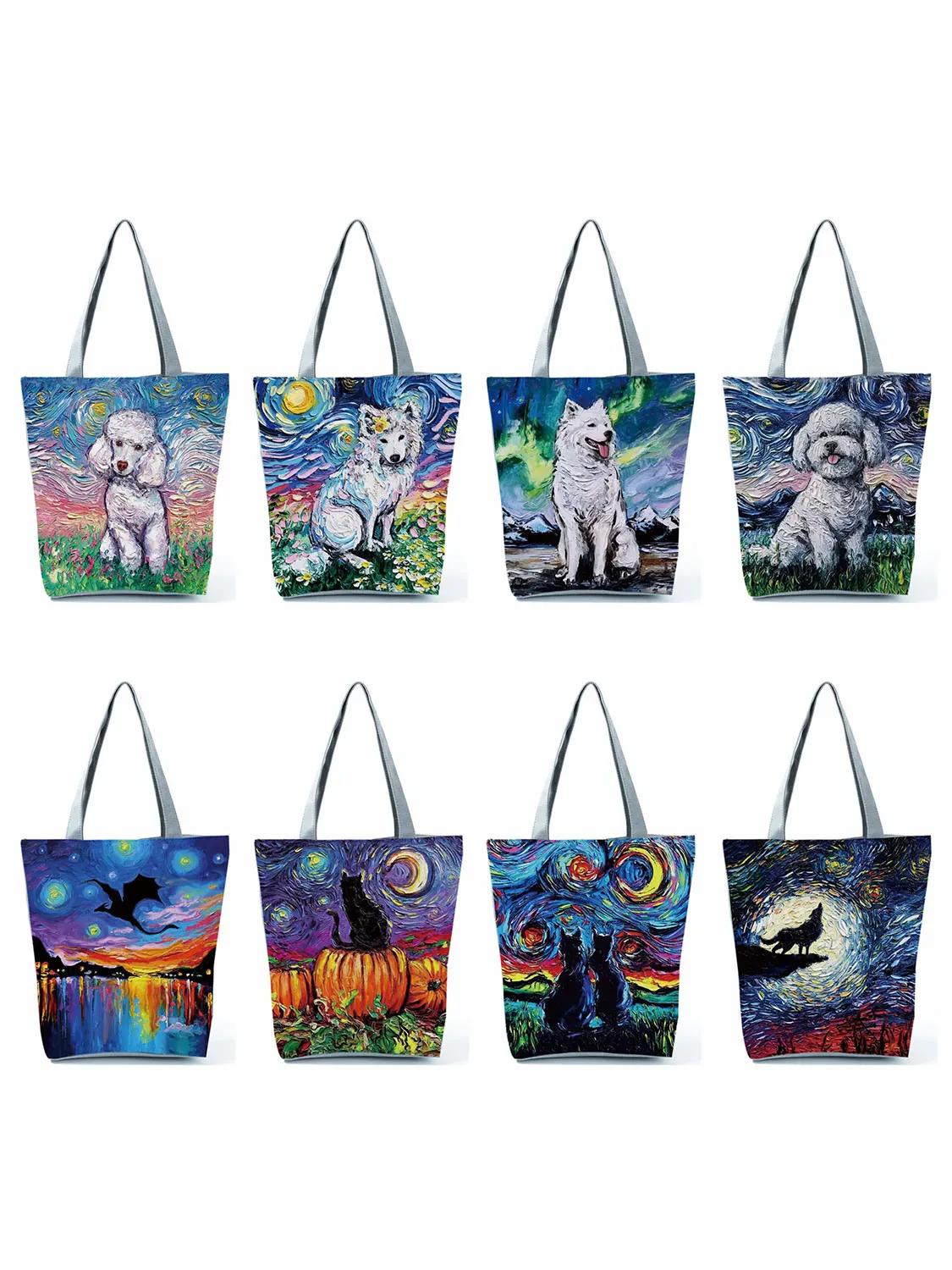 

New Starry Sky Animal Dog Printed Handbag Shoulder Bag Women's Large Tote Ladies Casual Leisure Shopping Hand Bag Outdoor Packs