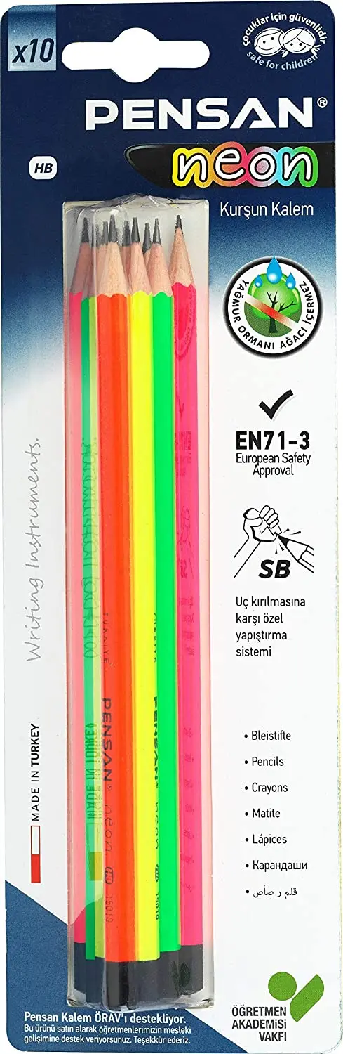 Hb ,10 Pcs, Green/yellow/pink/orange, Art Pen Student Writing Tool Stationery Supply Neon Color