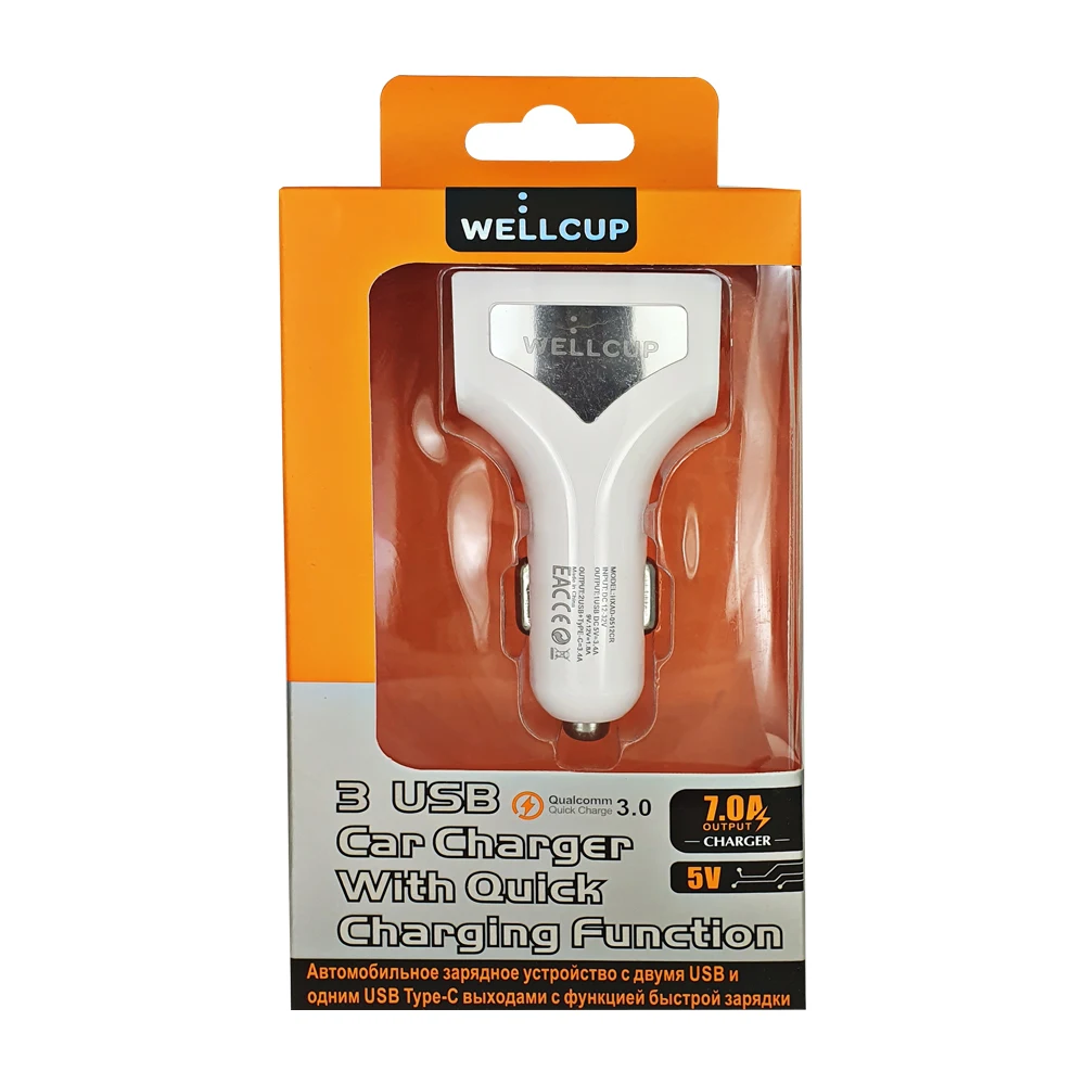 WELLCUP 5V 7A Quick Charge 3.0 автомобильное зарядное устройство двойной USB + type-c 3 0 - купить по
