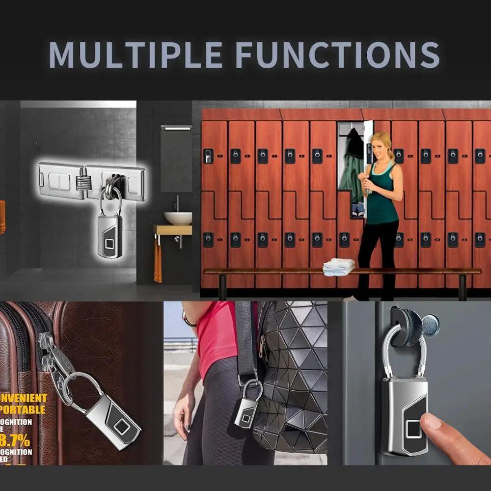 Замок HONTUSEC со сканером отпечатков пальцев умный водонепроницаемый замок