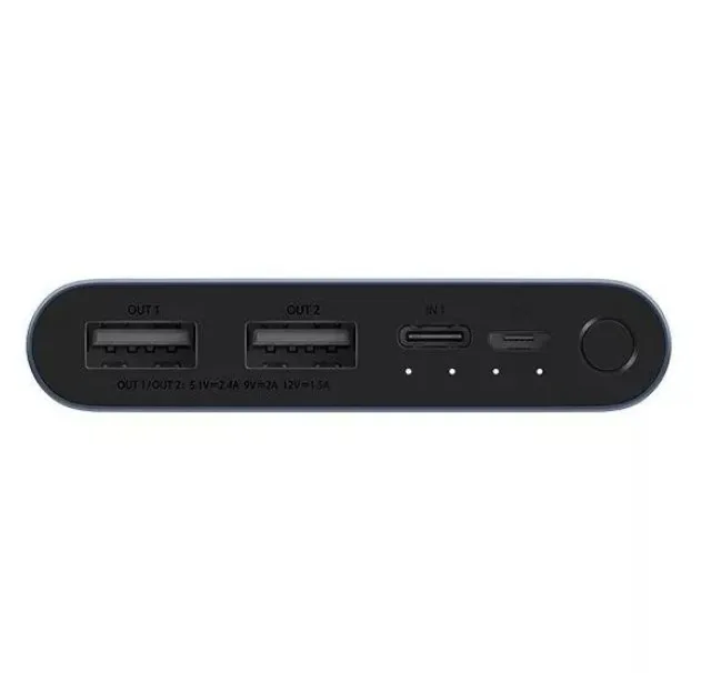 Xiaomi Mi Power Bank 3 10000mAh Type-c + 2USB PLM13ZM Fast Charge 18W Black | Электроника