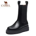 Женские сапоги до середины икры CAMEL, зимние короткие сапоги на толстой подошве, с плюшевой подкладкой, короткие ботинки челси, женская обувь, новинка 2020