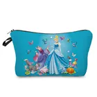 Сумка для макияжа с принтом Принцессы Диснея, с изображением Золушки, Детская сумка для конфет, синяя сумка-Органайзер для девочек, портативная дорожная косметичка