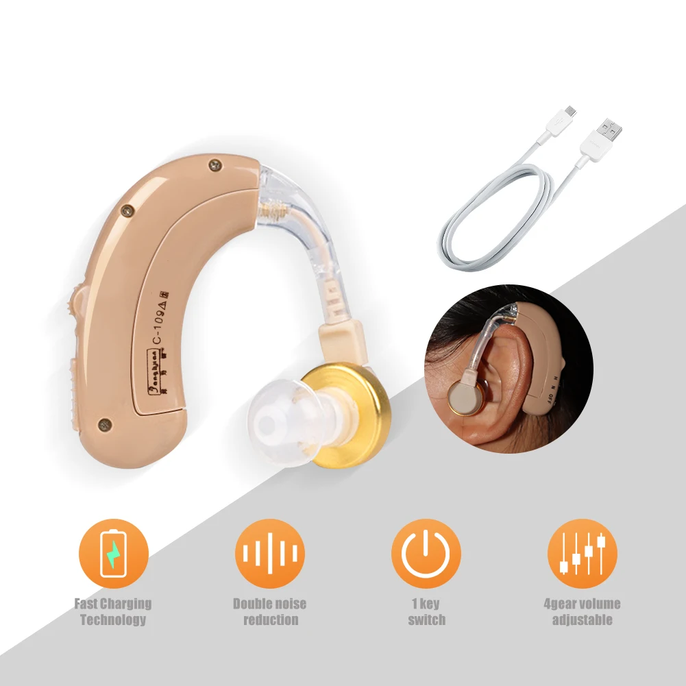 

1 single Hearing aid Mini Rechargeable BTE Hearing aids Sound Amplifier USB Hearing Amplifier For The Elderly Ears Audifonos