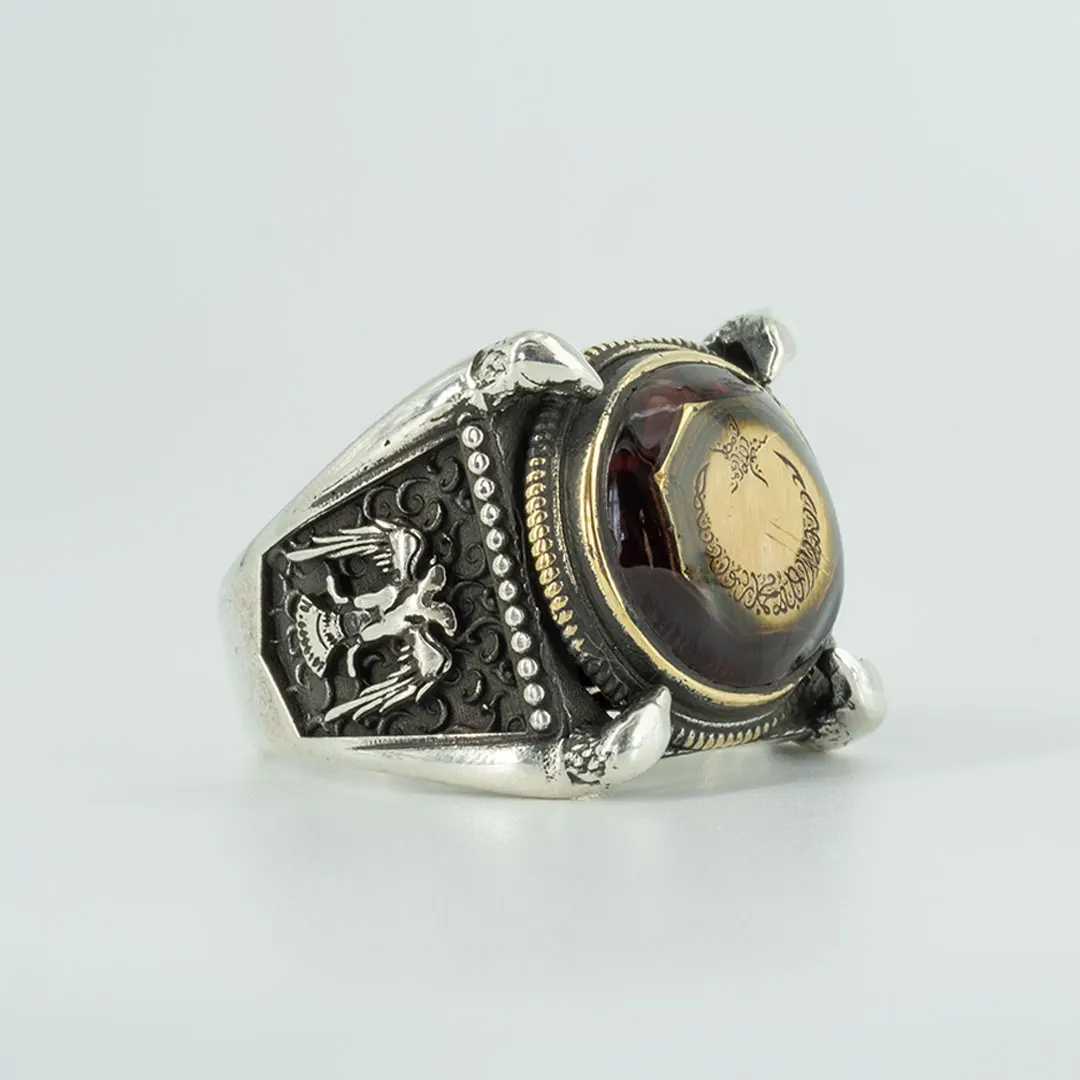 

Vuzera 925K genunie silver Men Ring citrine crescent handmade gift for men all size vintage gift ottoman style from Turkey new